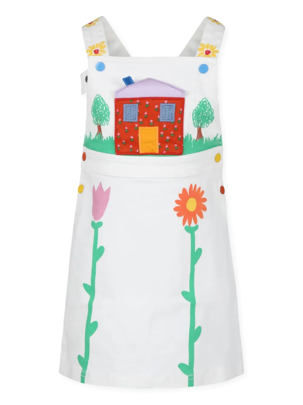 

Платье без рукавов с аппликацией Stella McCartney Kids, белый