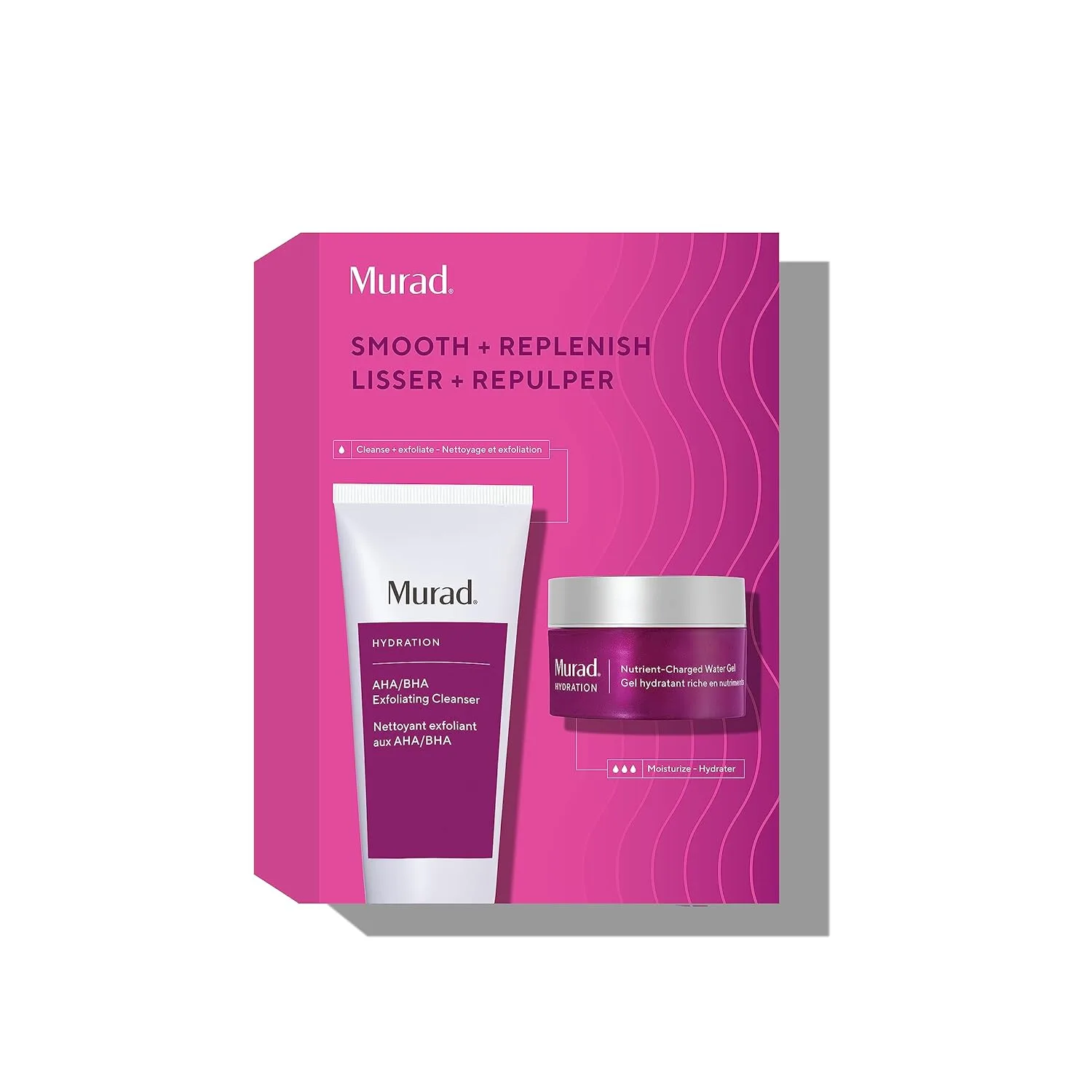 Набор Murad Smooth & Replenish Value Set - 2 полноразмерных средства - очищающее средство с AHA/BHA кислотами и увлажняющий гель на водной основе.