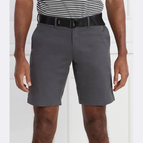 

Современные шорты из твила приталенного кроя + ремень Calvin Klein, черный