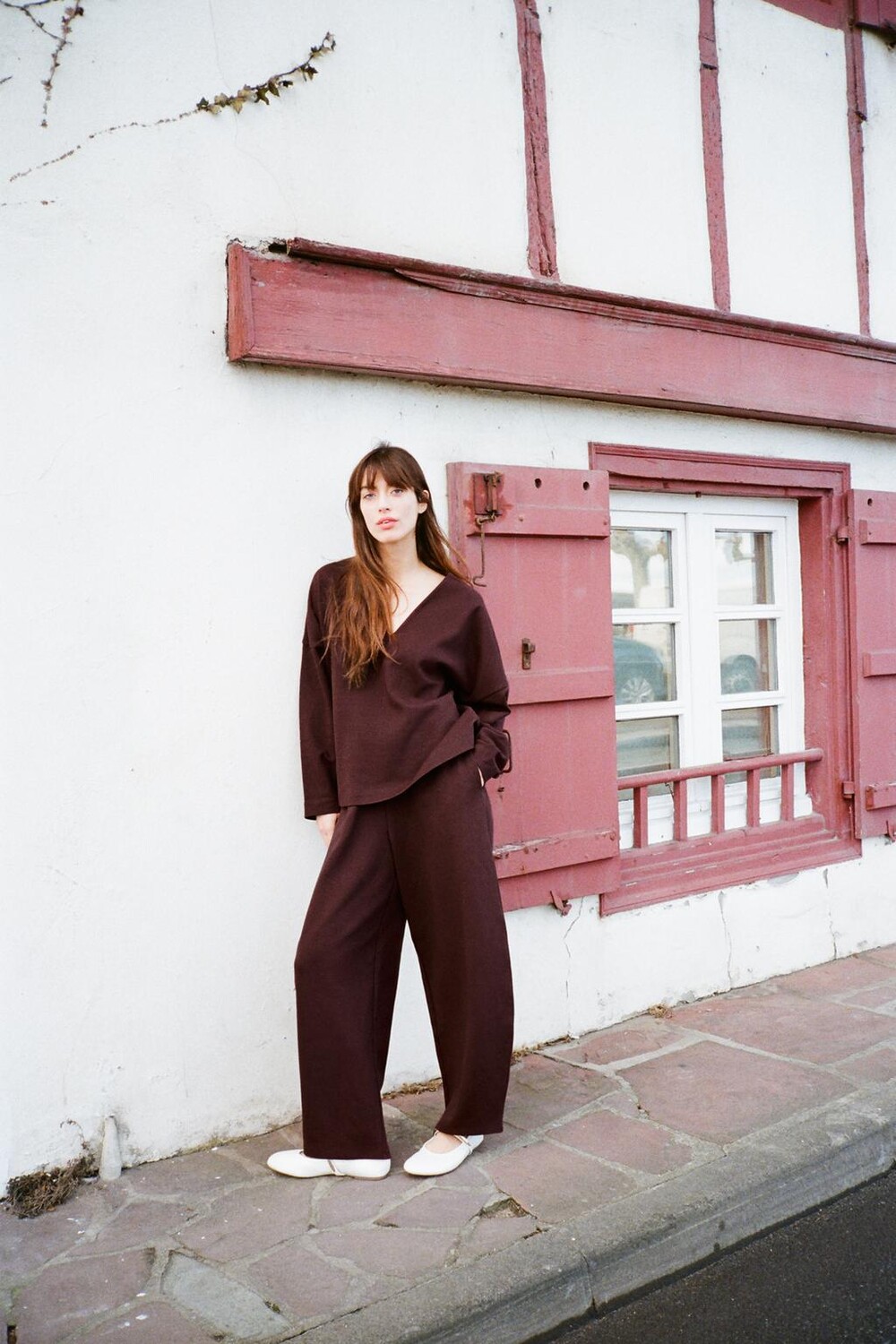

Брюки из интерлока balloon ZARA, бордовый
