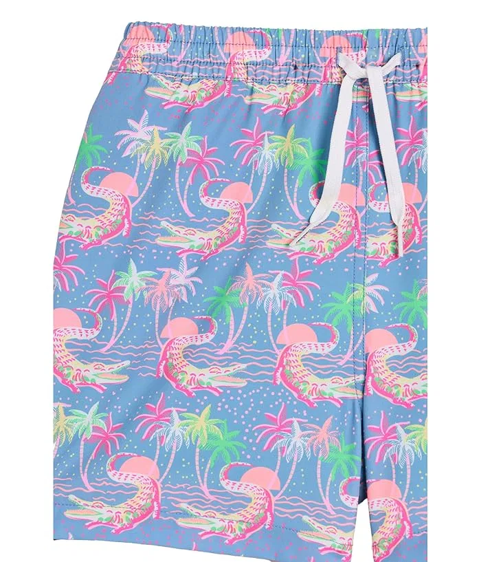 Плавки с принтом крокодила The Rock-a-crocs Lined Swim Trunk Chubbies Kids, Dusty Blue/Pattern Base — фото 3