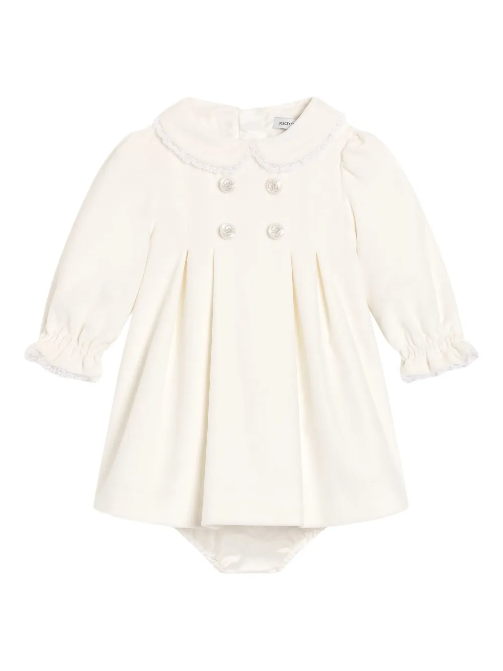 

Бархатное платье со складками Dolce & Gabbana Kids, белый
