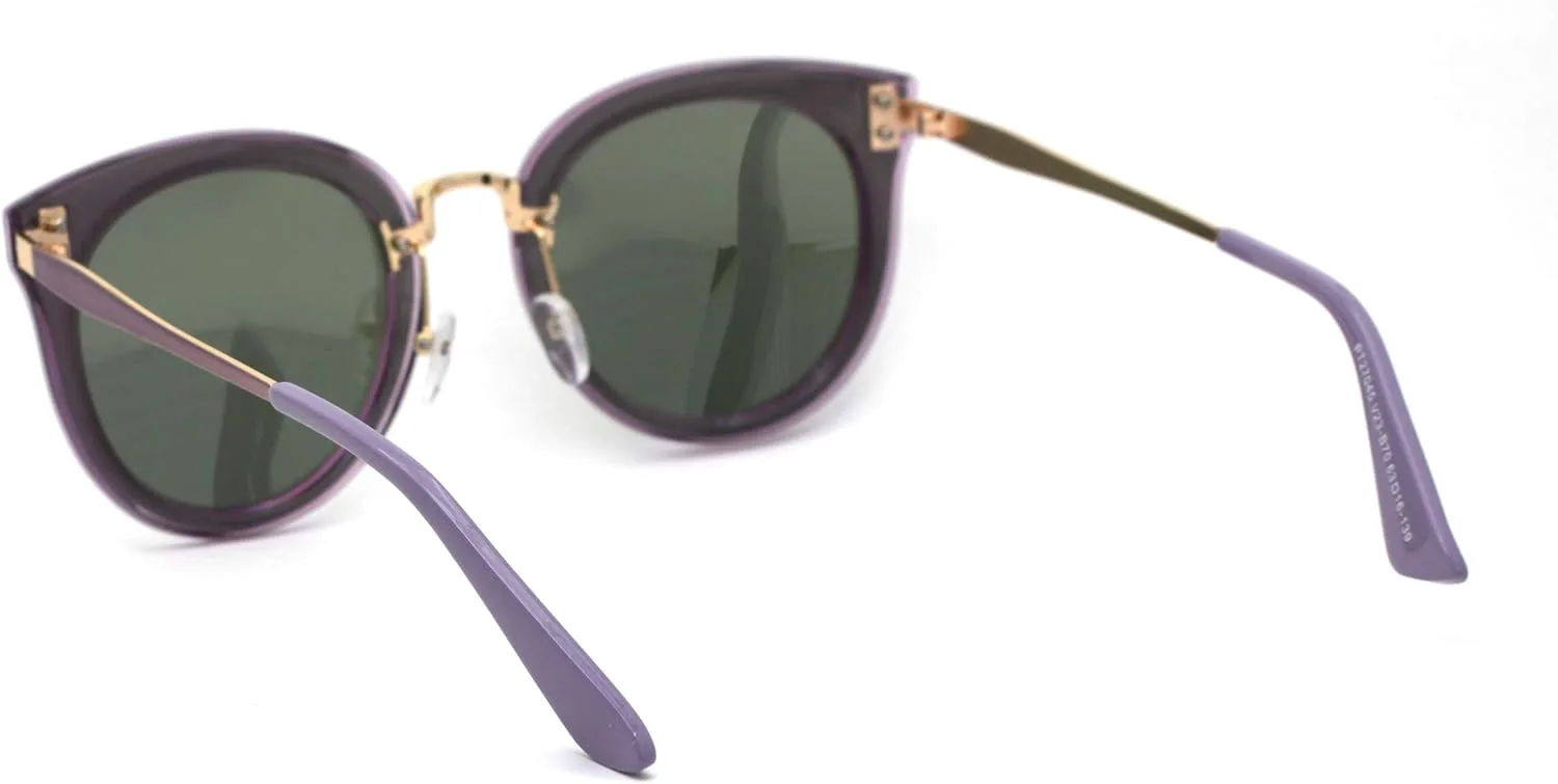 

Женские поляризованные солнцезащитные очки SA106 с круглыми линзами в оправе типа «хипстер» из материала TR90 с роговым ободком, Lavender Gold Purple Mirror