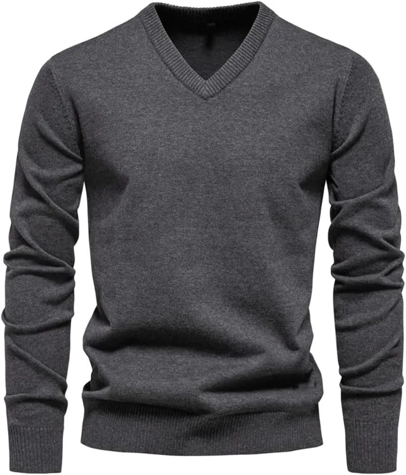 

Мужской свитер из смеси хлопка и шерсти с круглым вырезом