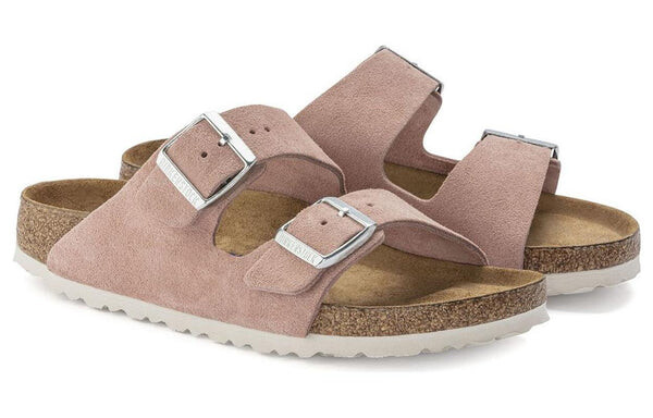 Тапочки arizona soft footbed suede leather narrow fit sandals 'pink clay' Birkenstock, розовый — фото 3