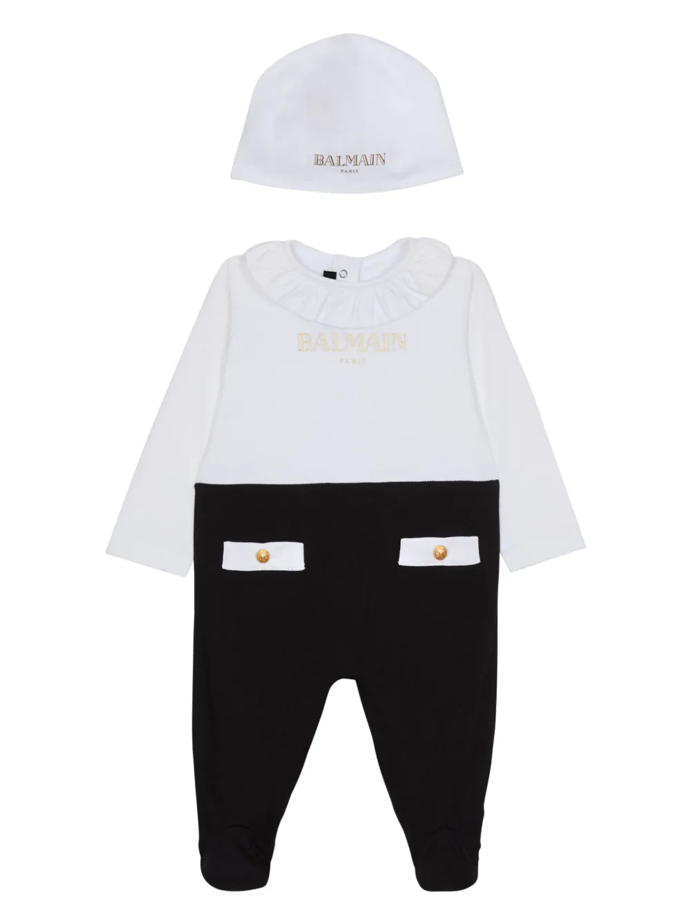 

Комплект из комбинезона и игрушки Balmain Kids, белый