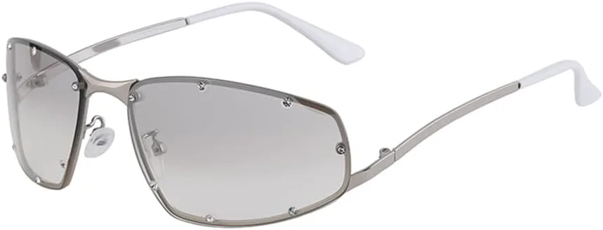 

Панк-солнцезащитные очки для женщин и мужчин, винтажные прямоугольные солнцезащитные очки для женщин, металлическая оправа, защита от ультрафиолета UV400 VFDHN, 6