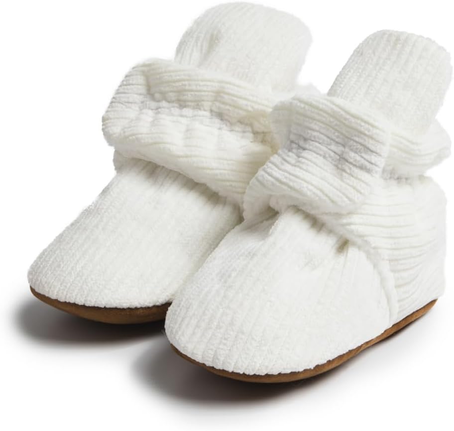 

HsdsBebe Унисекс Новорожденные Детские Хлопковые Пинетки с Нескользящей Подошвой для Малышей Мальчиков и Девочек Зимние Теплые Флисовые Носочки-Обувь, A03/White
