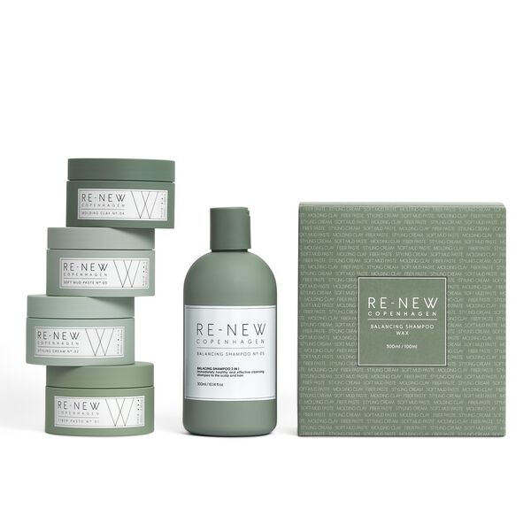 

Набор: очищающий шампунь №5, 300 мл + паста для волос №1, 100 мл Re-New Copenhagen Clean and stylish duo box