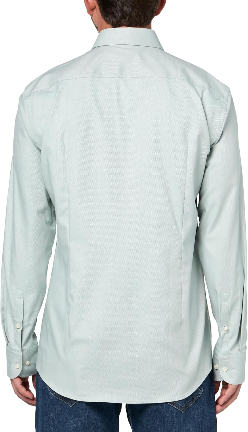BOSS мужская рубашка на пуговицах Hank Stretch Twill, Iceberg Green — фото 2