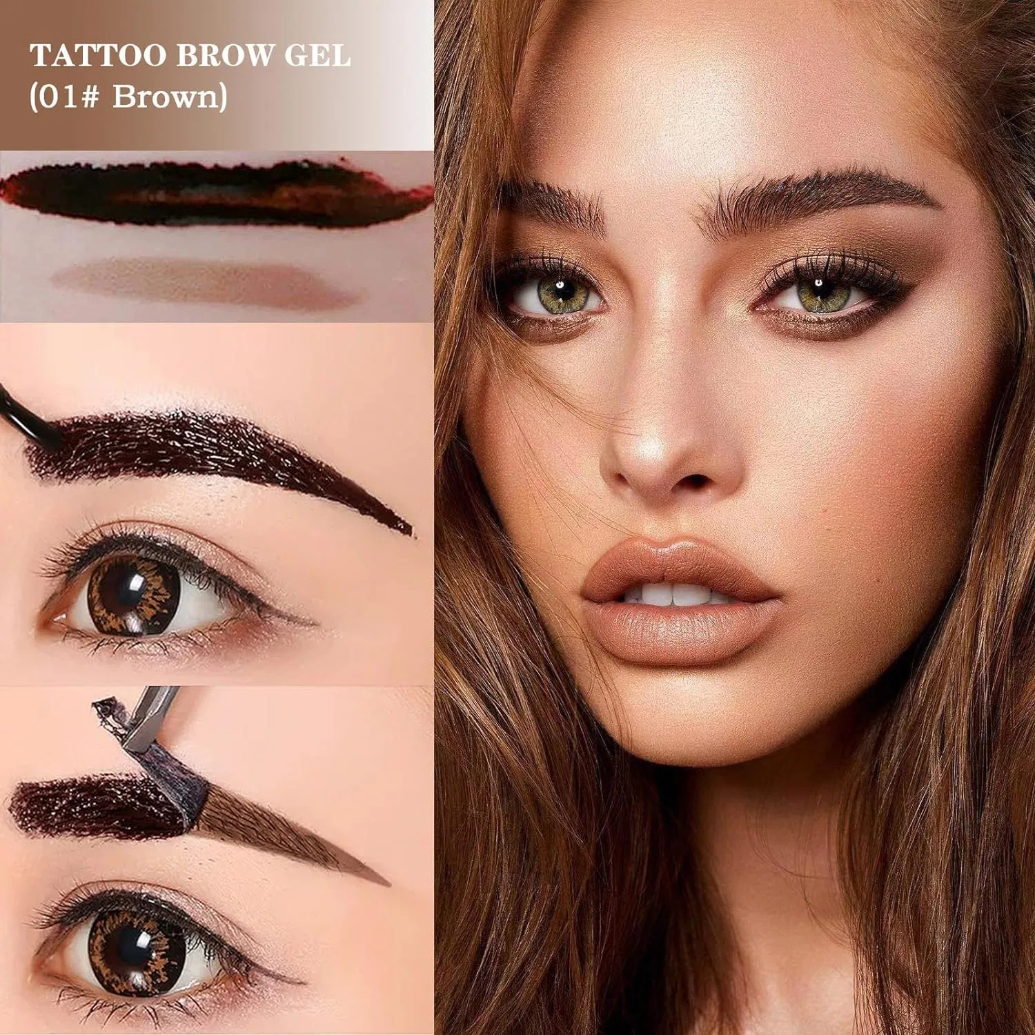 Гель для бровей Easy Peel Tattoo Blow, набор 3 шт., коричневый+светло-коричневый+серо-коричневый, Kuqeoa — фото 3