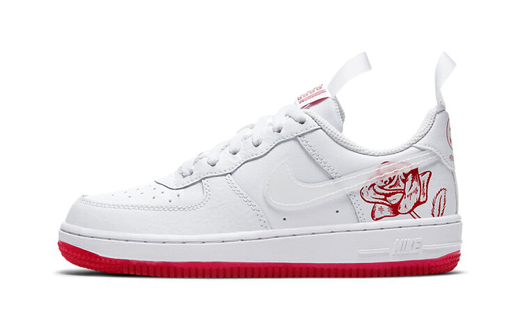 

Кроссовки для скейтбординга Air Force 1 Kids PS Low-top белые/красные Nike