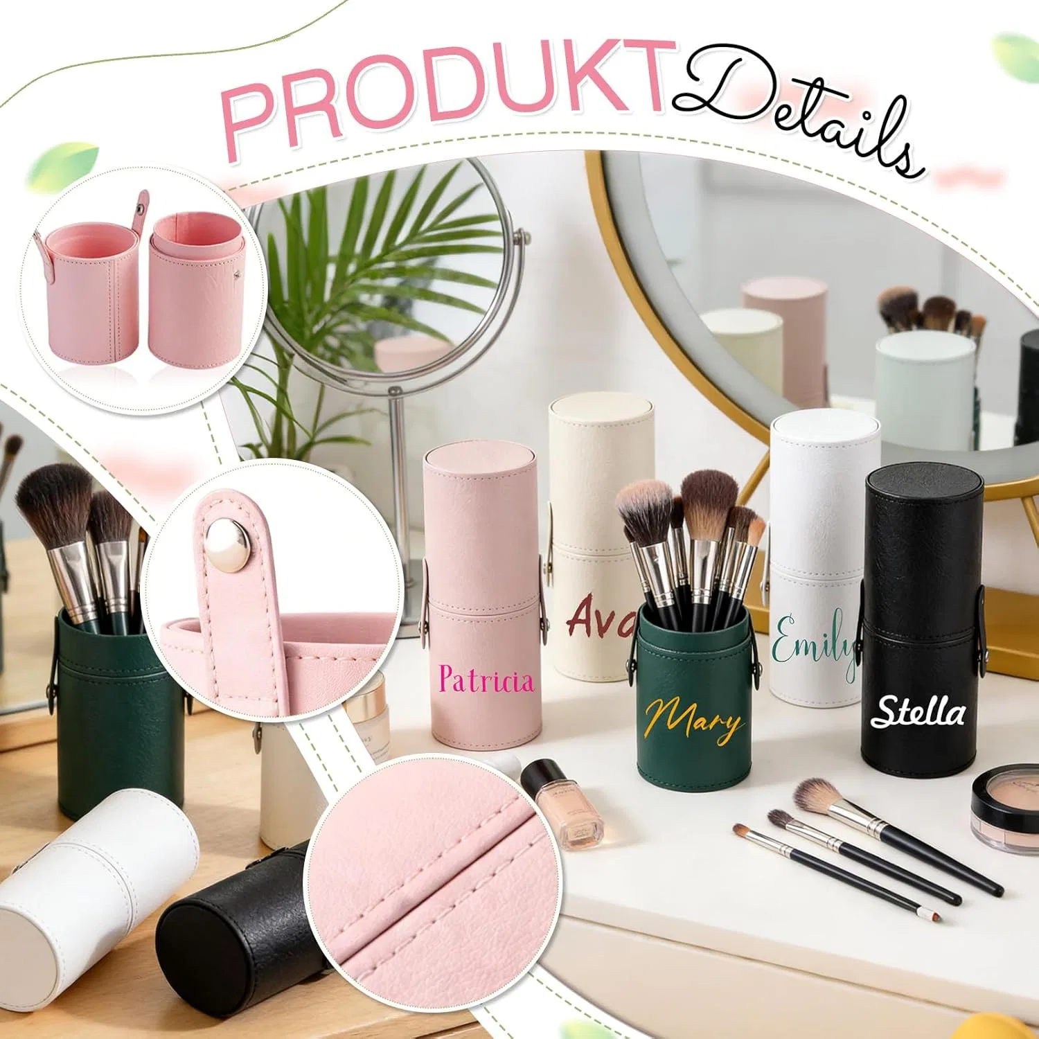 Персонализированный держатель для кистей для макияжа с крышкой Wbw, Make Up Brush Holder 1 — фото 3