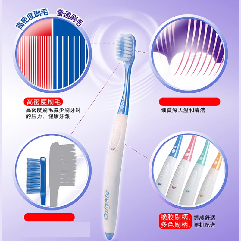 Ультраплотный набор зубных щеток из шелка для очистки COLGATE, синий/мультиколор — фото 2