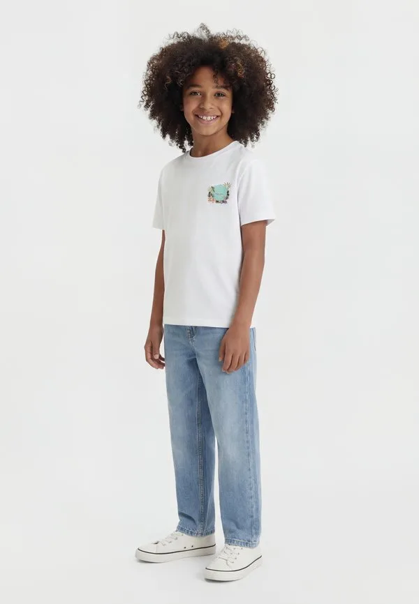 Футболка с принтом шрифта jorcollage Jack & Jones Junior, Bright White