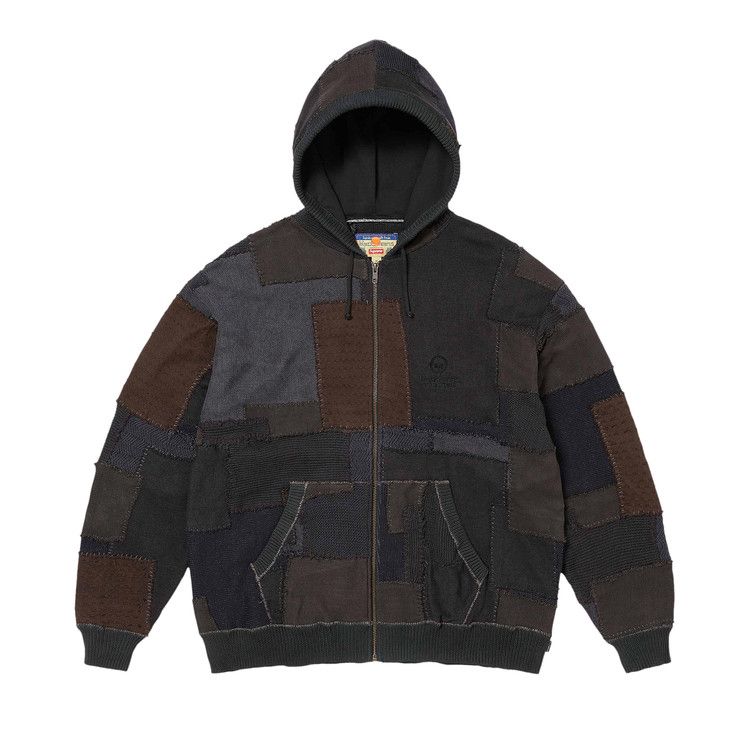 

Свитер Supreme x blackmeans Patchwork Zip Up Hooded Sweater, Black
