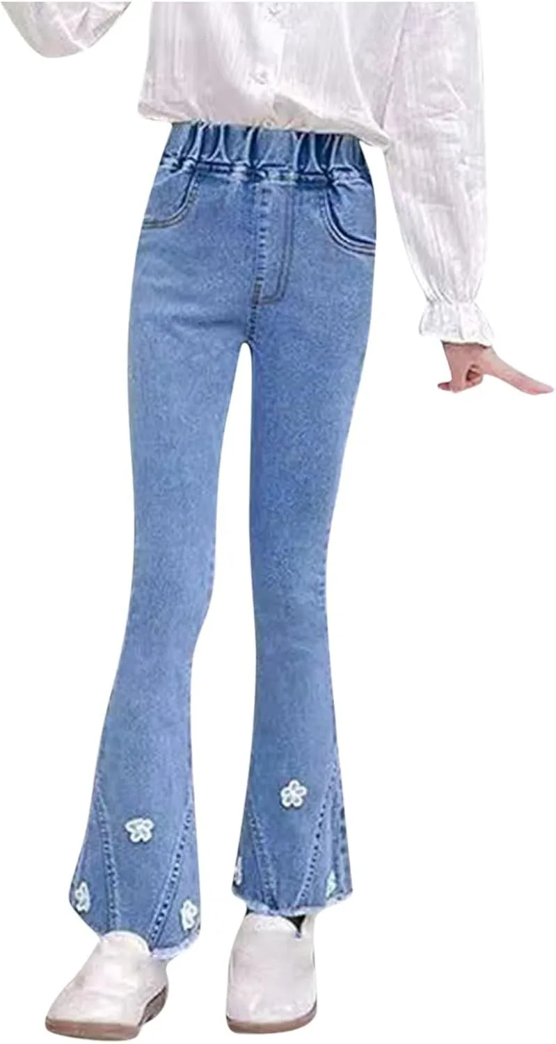 

Джинсы женские с кружевной отделкой и эластичным поясом