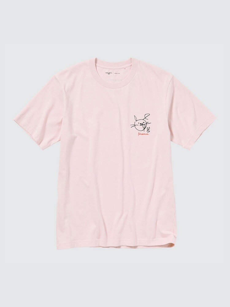 Футболка Uniqlo PEACE FOR ALL Харука Аясэ розовая — фото 2