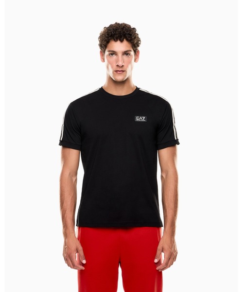 

Футболка из хлопкового трикотажа с логотипом EMPORIO ARMANI EA7, черный