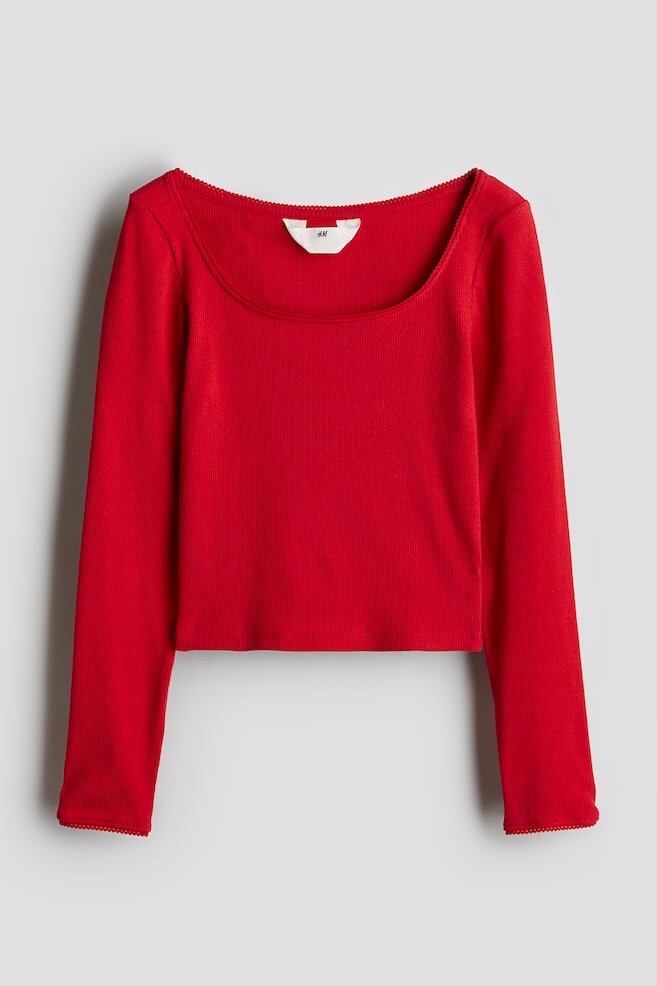 

Рубашка в рубчик с отделкой пико H&M, красный