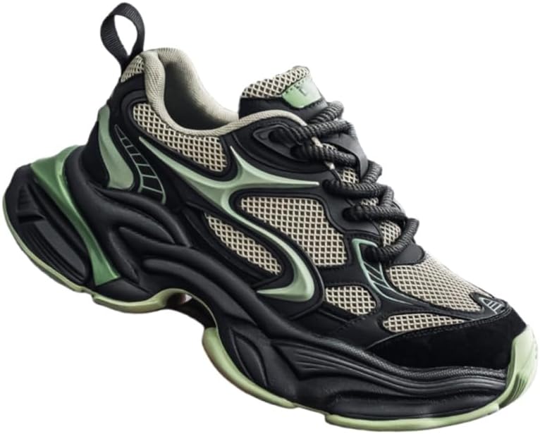 

Мужские спортивные кроссовки с толстой подошвой - дышащий верх из сетки, с амортизирующей стелькой, противоскользящие и прочные, подходят для ежедневной ходьбы, бега и поездок на работу Fmshi, черный