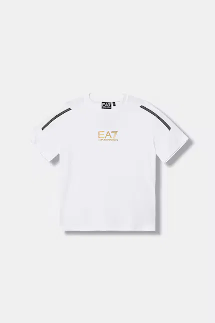 Футболка хлопковая с эластаном EA7 Emporio Armani, белый