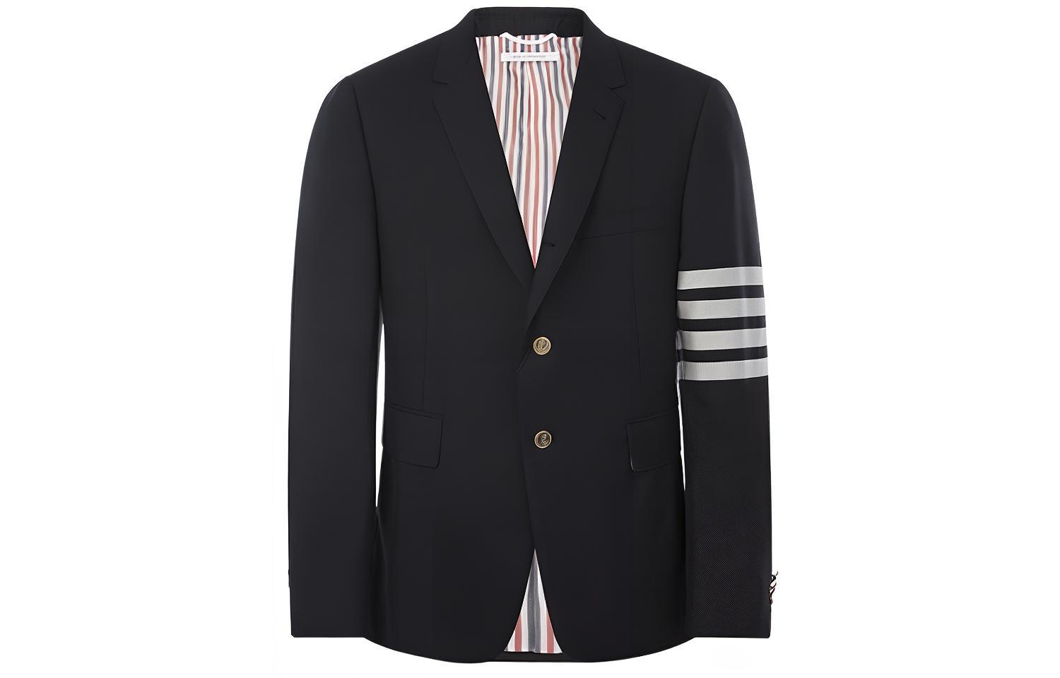 

Приталенный блазер на 4 пуговицах THOM BROWNE, морской синий