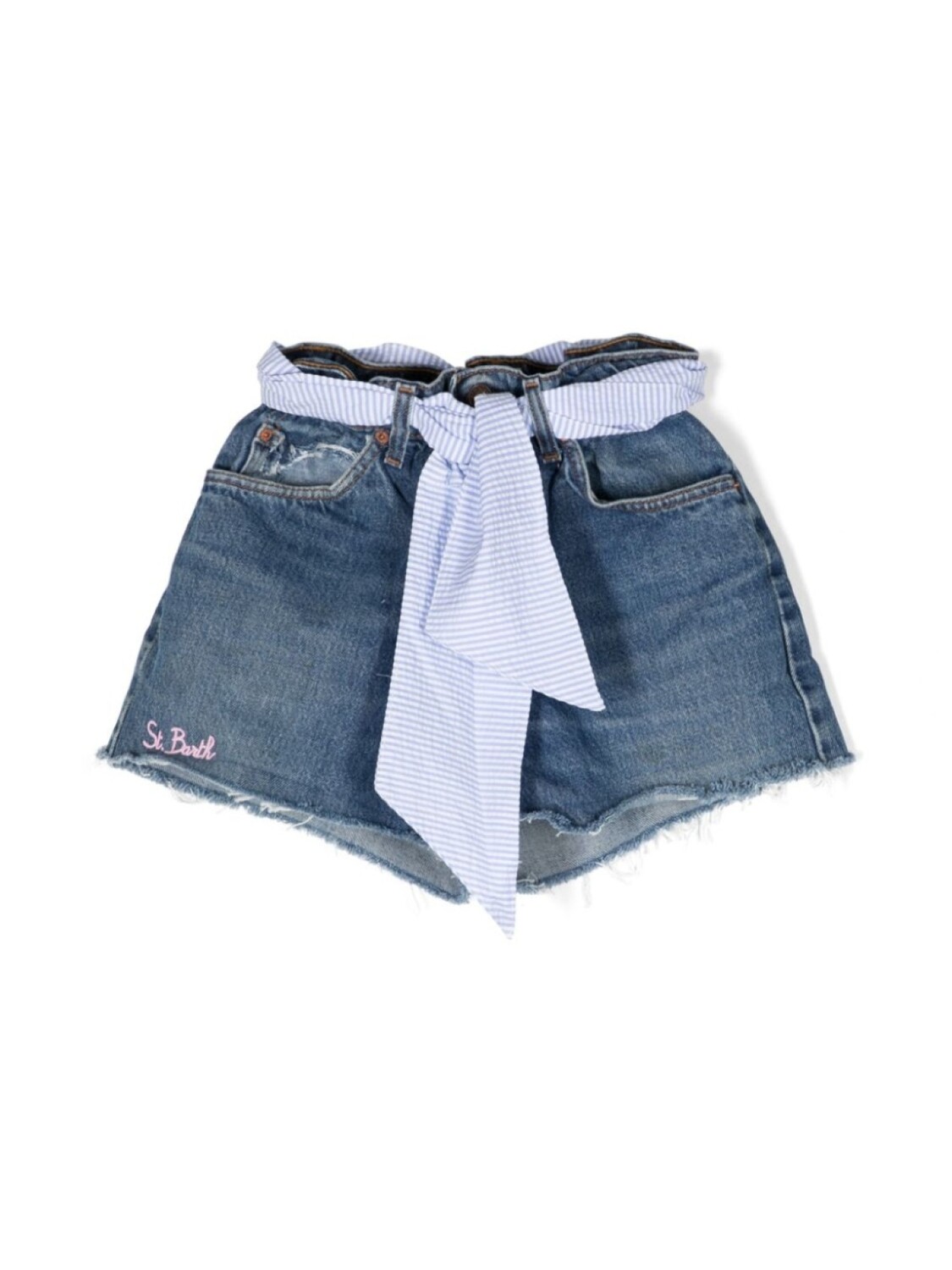 

MC2 Saint Barth Kids джинсовые шорты с поясом Arizona, синий