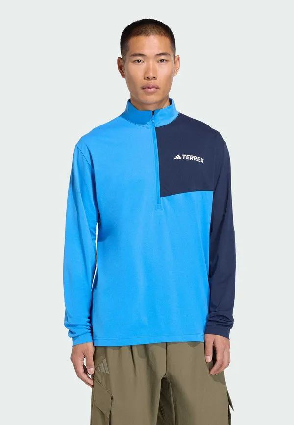 Футболка climacool с застежкой-молнией до половины, с длинными рукавами. Adidas Terrex, Ray Blue