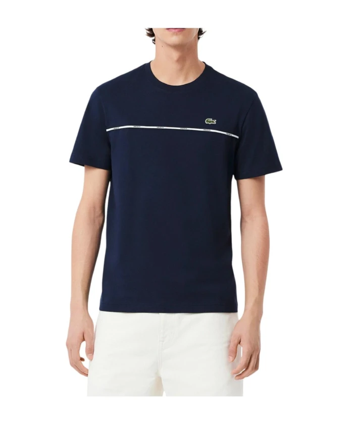 

Футболка из темно-синего хлопкового трикотажа Lacoste, синий