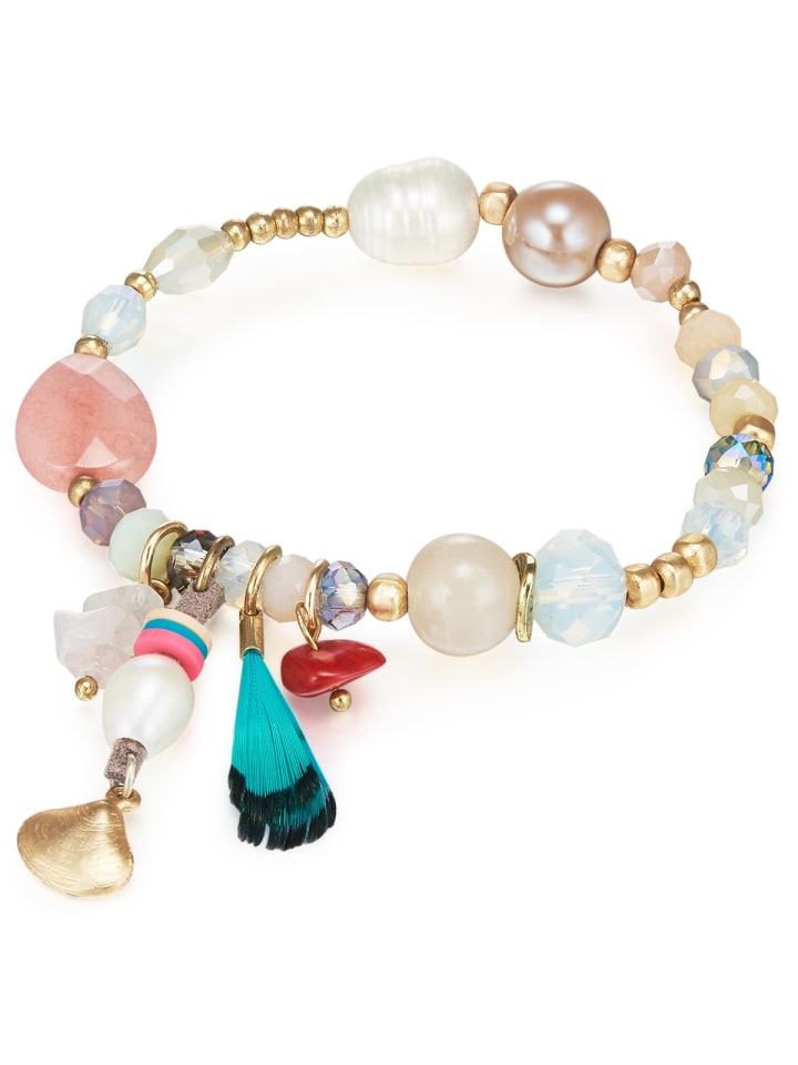 

Lulu & Jane Браслет из металлического сплава с культивированным пресноводным жемчугом в оправе из желтого золота