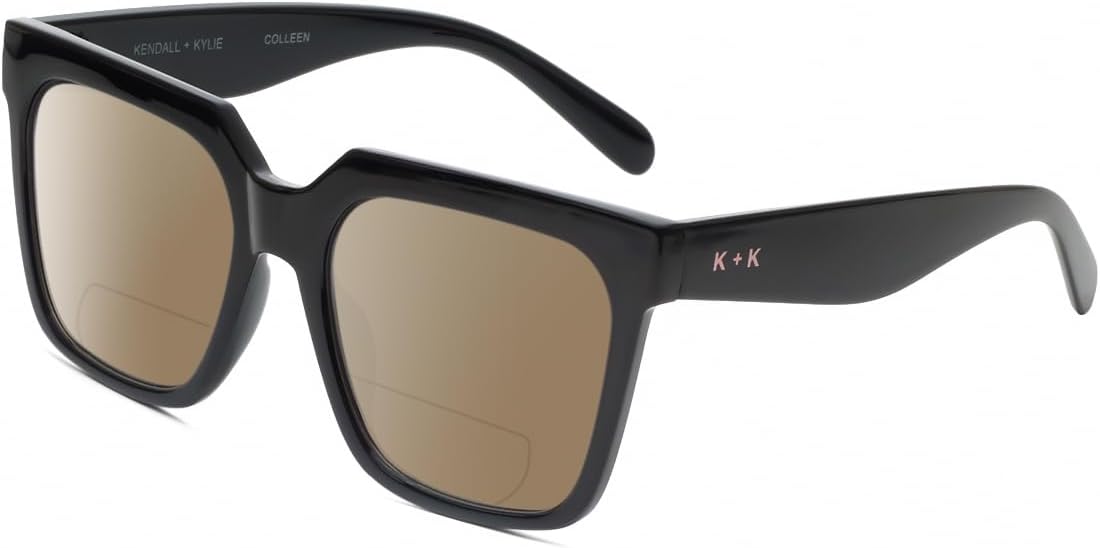 

Солнцезащитные очки Calabria K+K COLLEEN Square Polarized BiFocal Sunglasses Womens Trendy Sunnies Fashion Designer Bi-Focal Sun Glasses Readers, Gloss Black/Amber Brown Lens