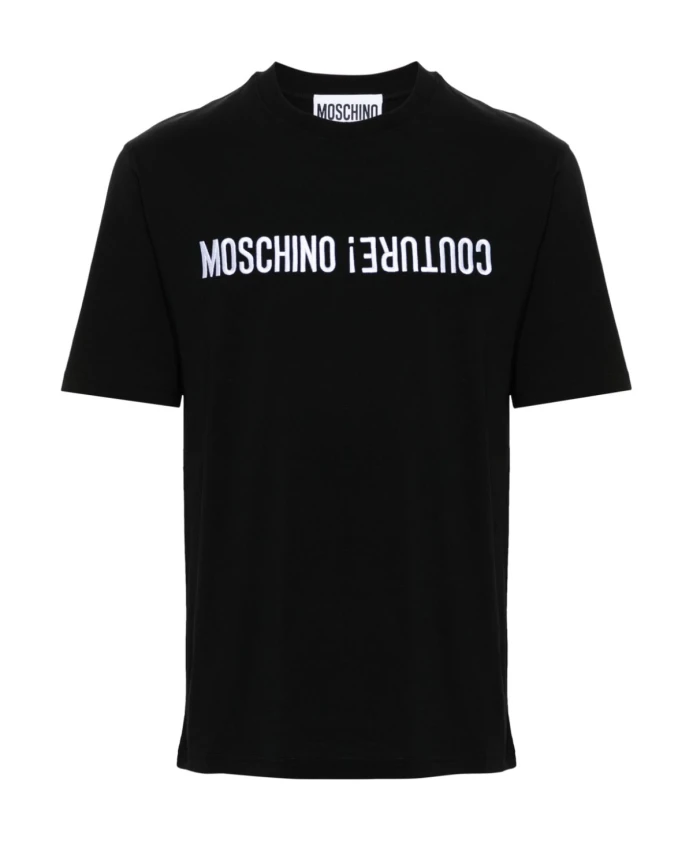 

Футболка из хлопкового джерси с логотипом Moschino, черный