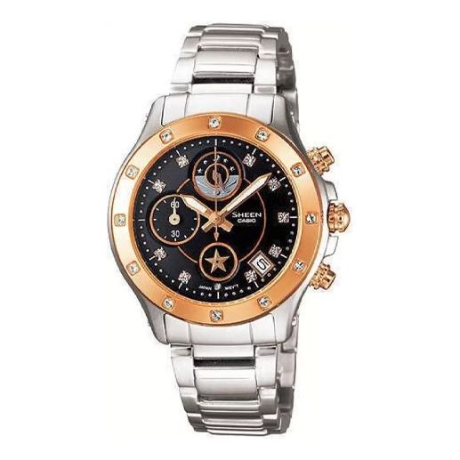 

Часы CASIO SHEEN Quartz Waterproof Stainless Steel Strap Black Analog, черный