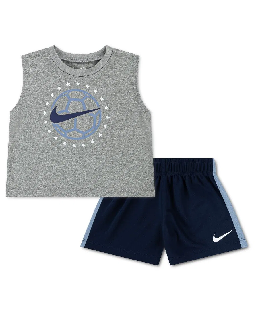 Детский комплект для мальчиков: майка и шорты Goal Mode, 2 предмета Nike, темно-синий/серый