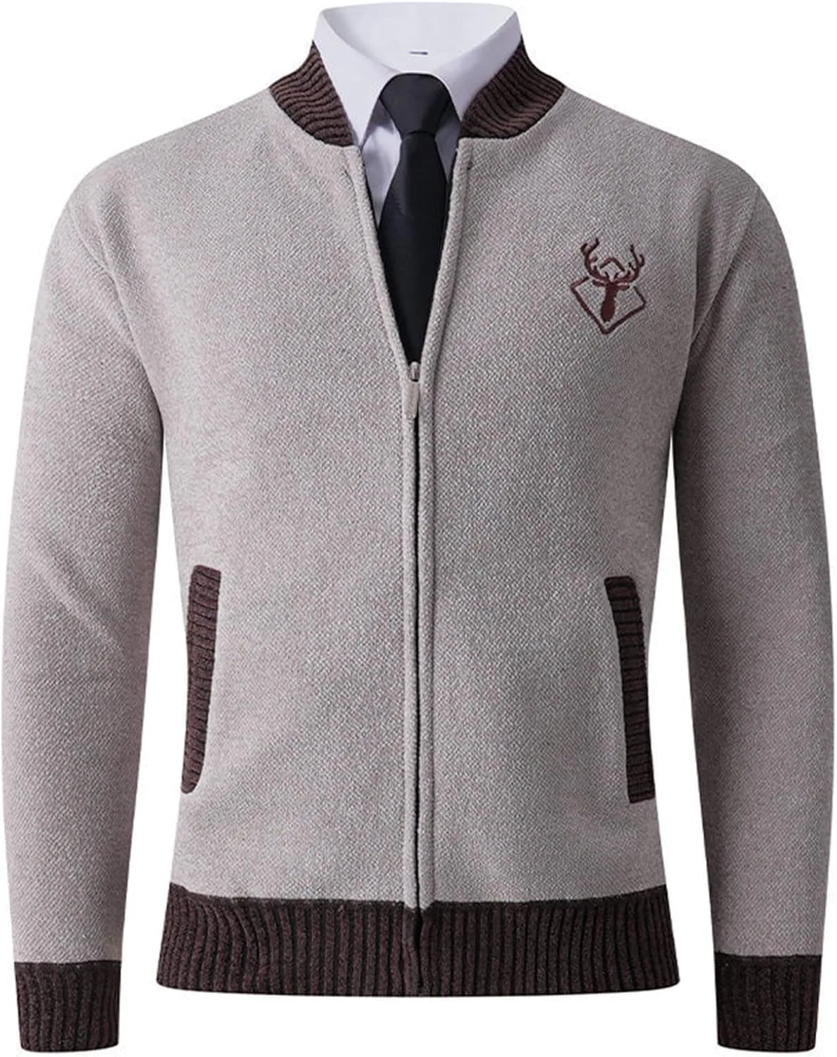 

Мужской кардиган Cambkatl с флисовой подкладкой, воротник стойка, зимний, утепленный