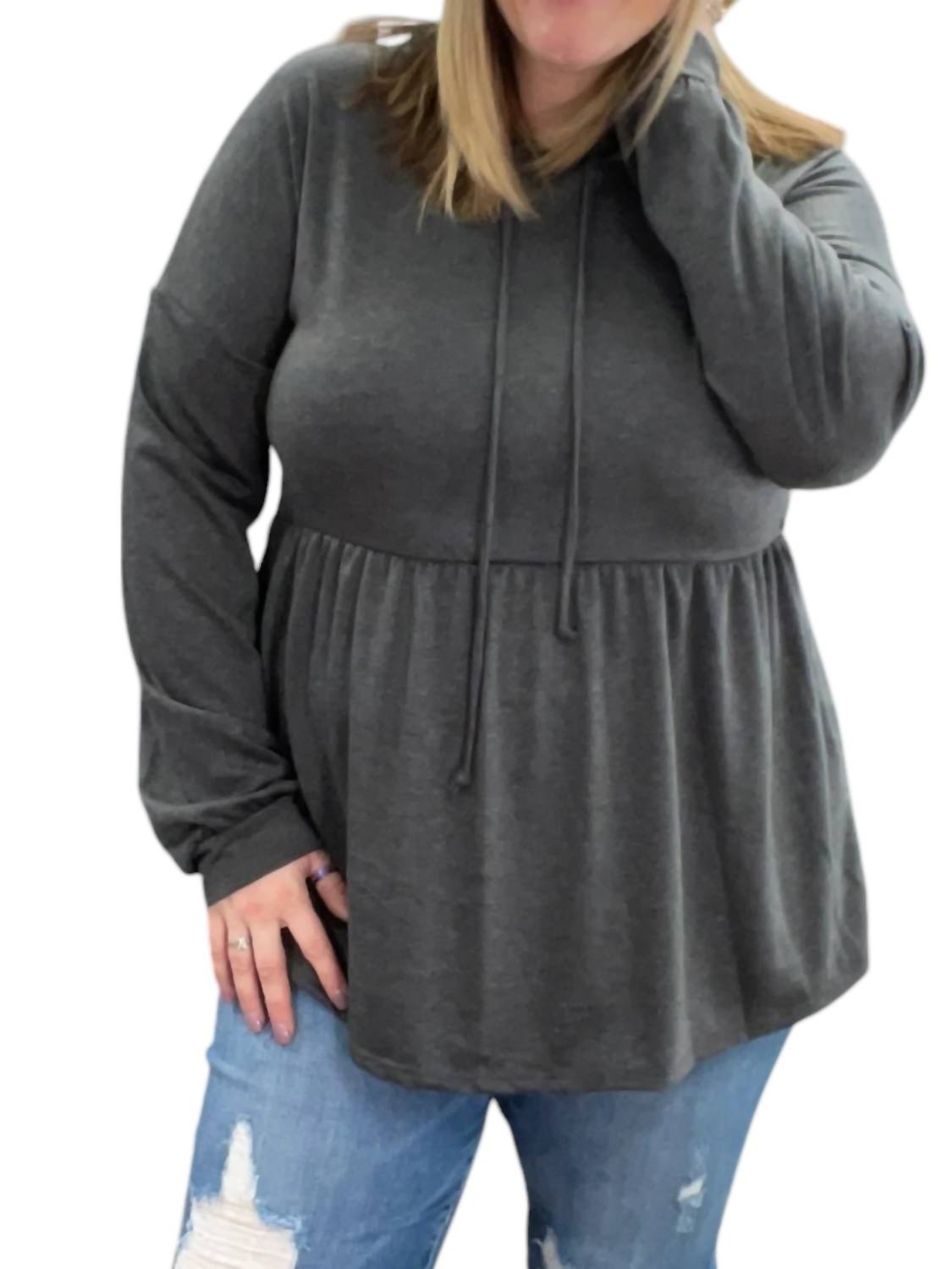 

Свитер Babydoll Hoodie в угольном цвете HEIMISH USA, цвет charcoal