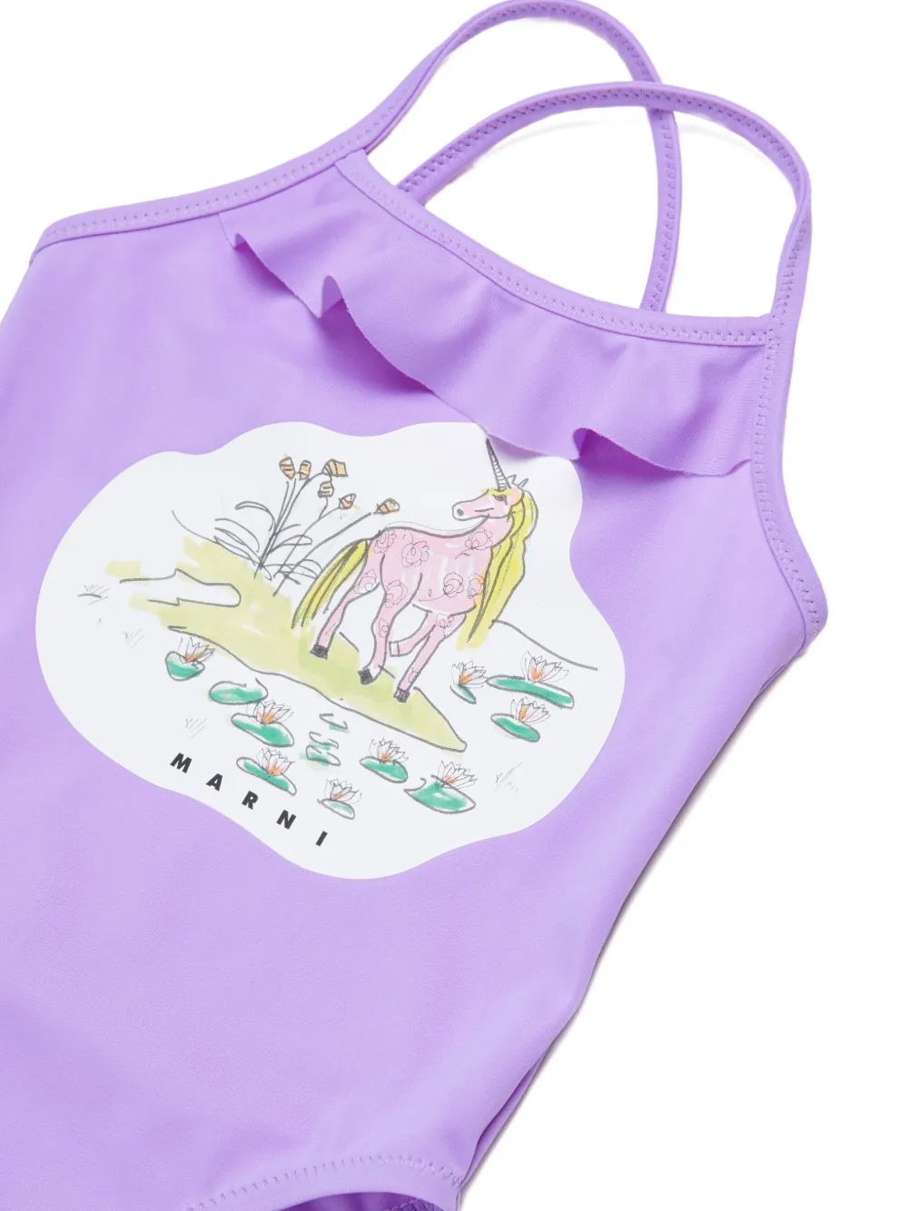 Купальник с оборками Marni Kids, фиолетовый — фото 3