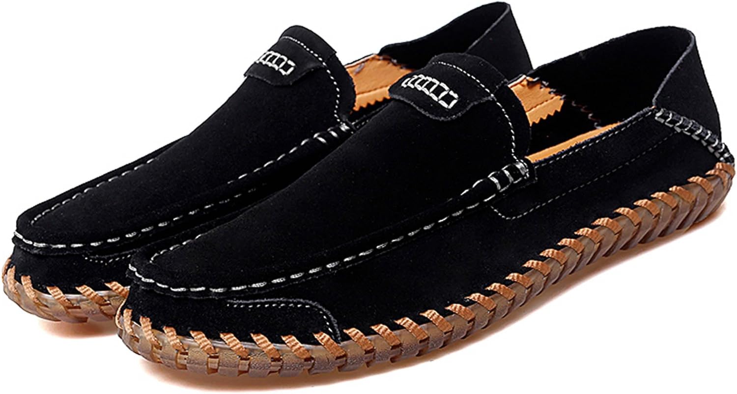 

Мужские летние мягкие замшевые туфли с монетницей, комфортные плоские туфли для вождения, классические колодочные противоскользящие топсайдеры Dzbajrqm, черный