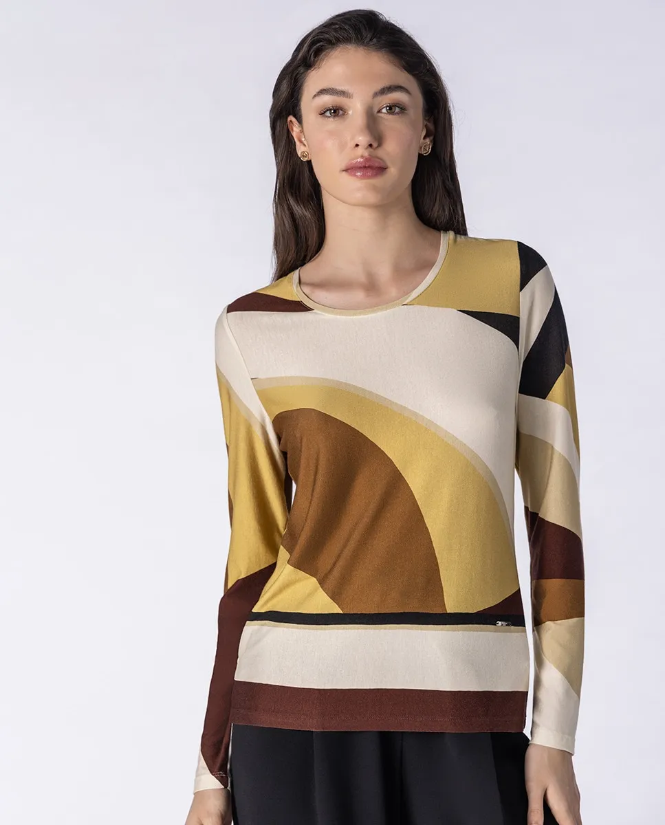 

Женская футболка с абстрактным принтом и длинными рукавами Naulover, мультиколор