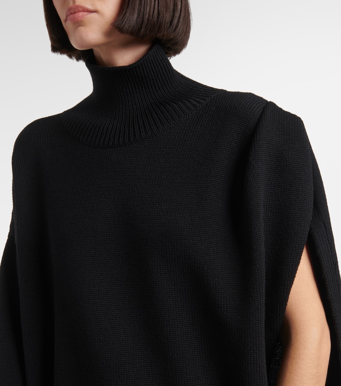 Асимметричный свитер с накидкой и воротником-стойкой Alaïa, Noir Alaia — фото 4