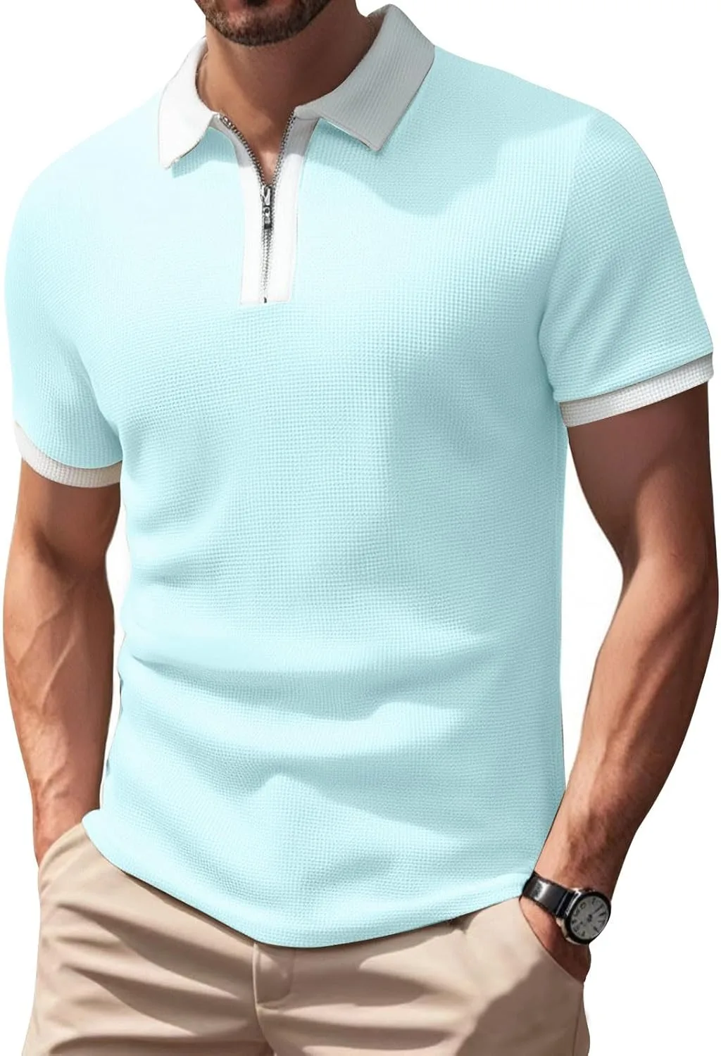 

Ymosrh мужская повседневная поло с четвертью молнии, короткий рукав, для гольфа и тенниса, S-2XL