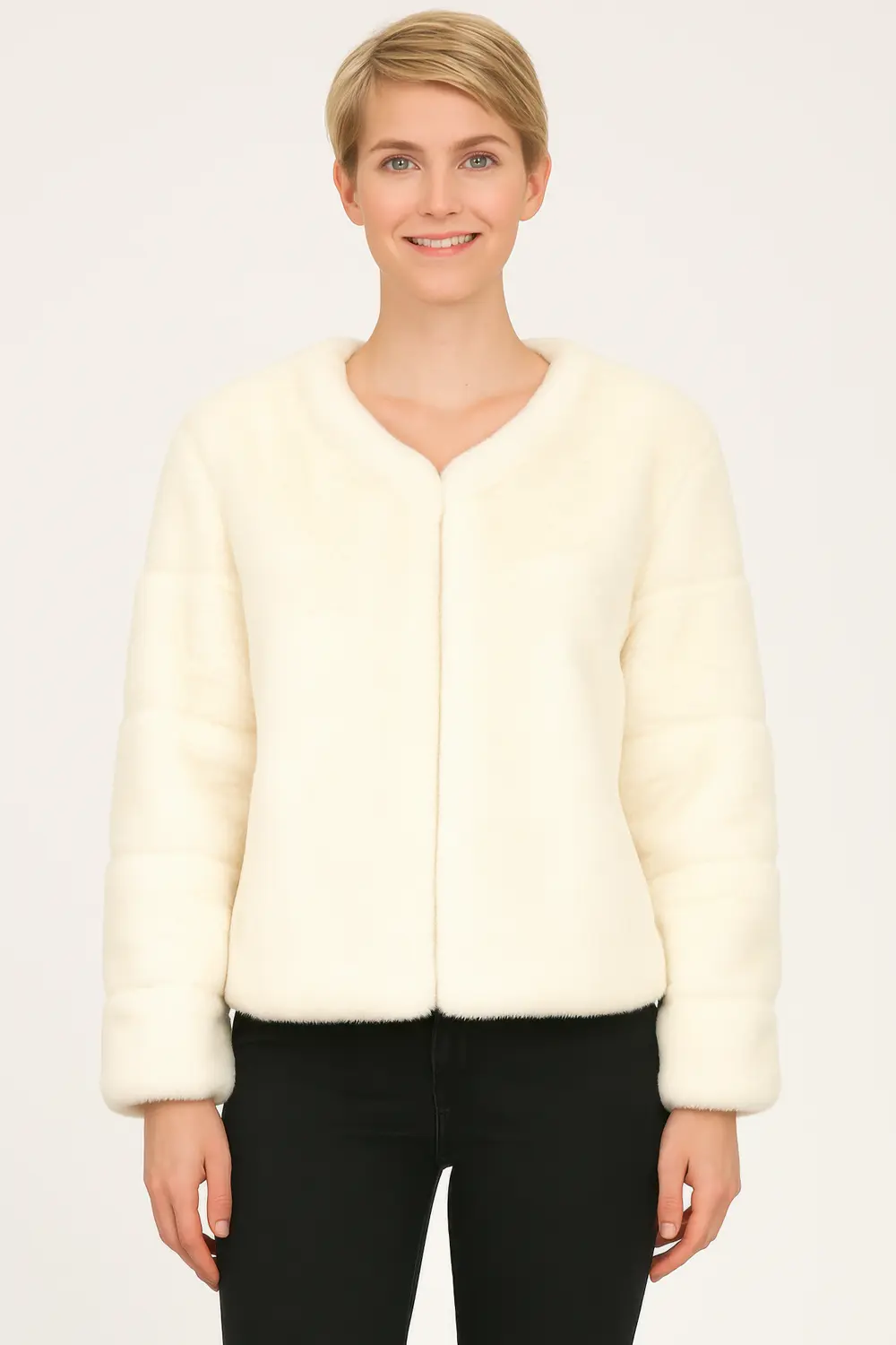 

Накидка с отделкой из искусственного меха TRUEDAMES, айвори