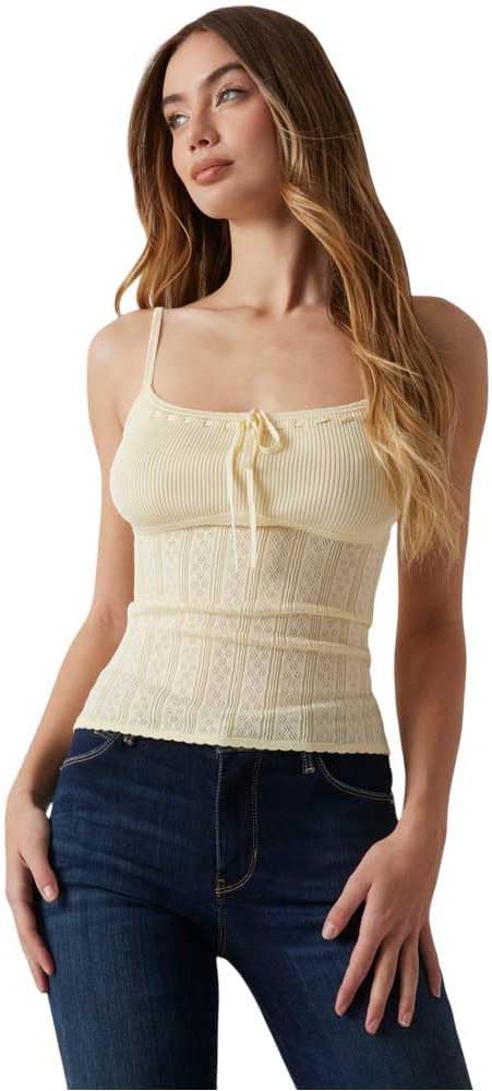 

Женский топ GUESS Sl Pointelle Reina Cami, Butter Ice-Cream Multi