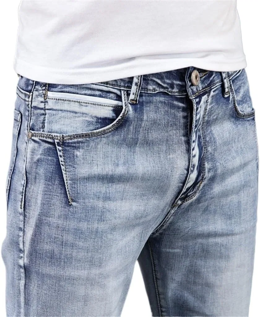 Джинсы Slim Washed, Сине-серый — фото 4