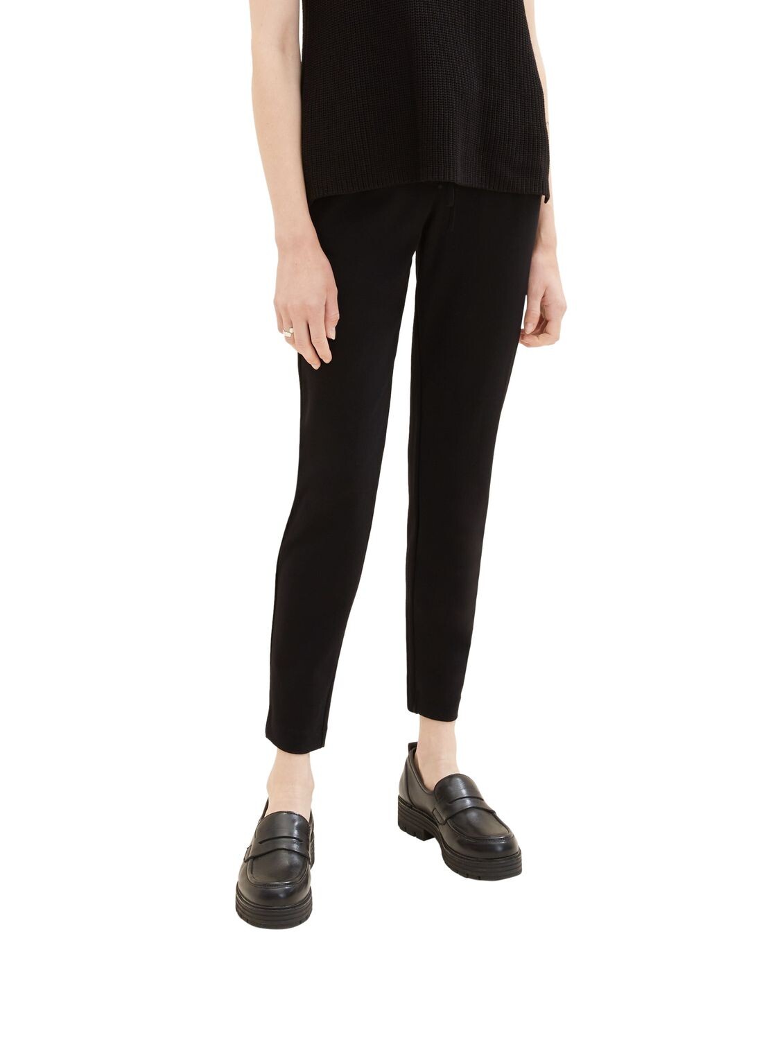 

Брюки Tom Tailor Stoffhose / Chino JERSEY LOOSE ANKLE comfort/relaxed, черный