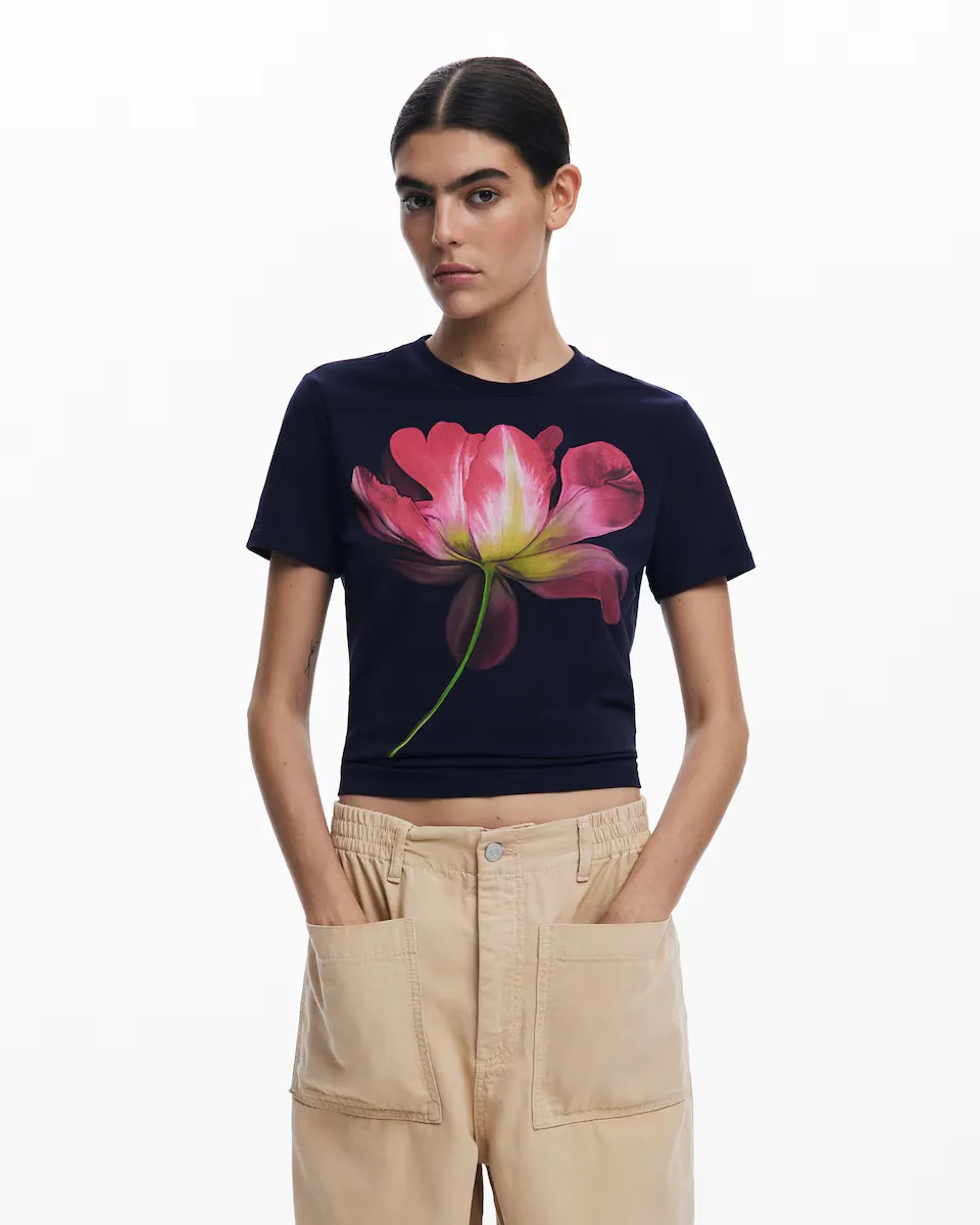

Женская футболка с крупным цветочным принтом Desigual, синий