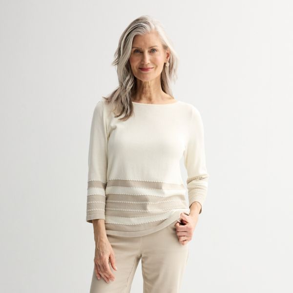 

Маленький свитер в полоску с помпоном Croft & Barrow, цвет beige stripe