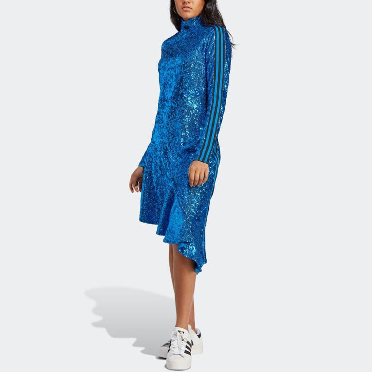 Коллекция Blue Version Платье с длинными рукавами женское, синее Adidas Originals — фото 4