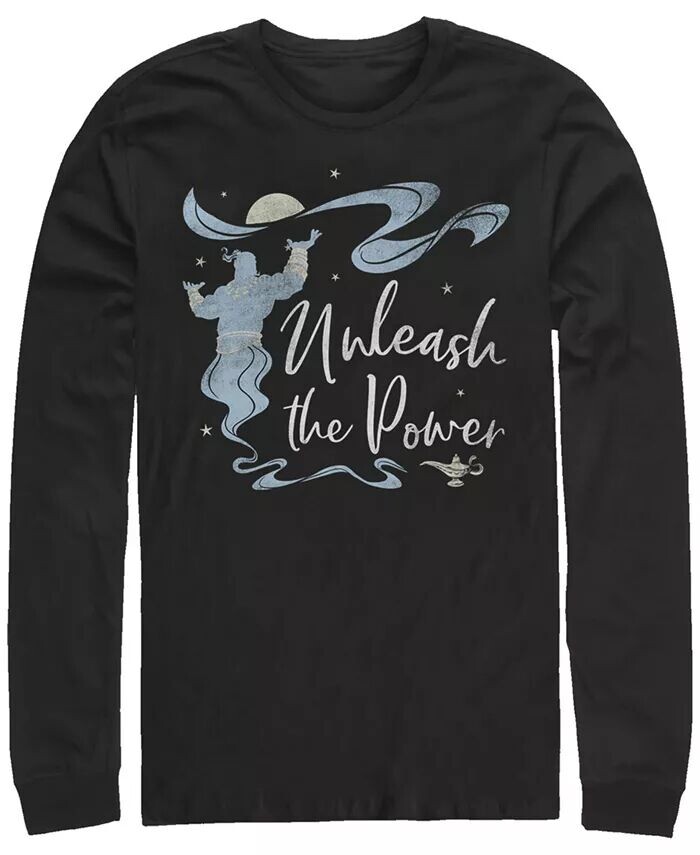 

Мужская футболка Disney Aladdin Live Action Genie Unleash the Power Portrait, длинный рукав Fifth Sun, черный